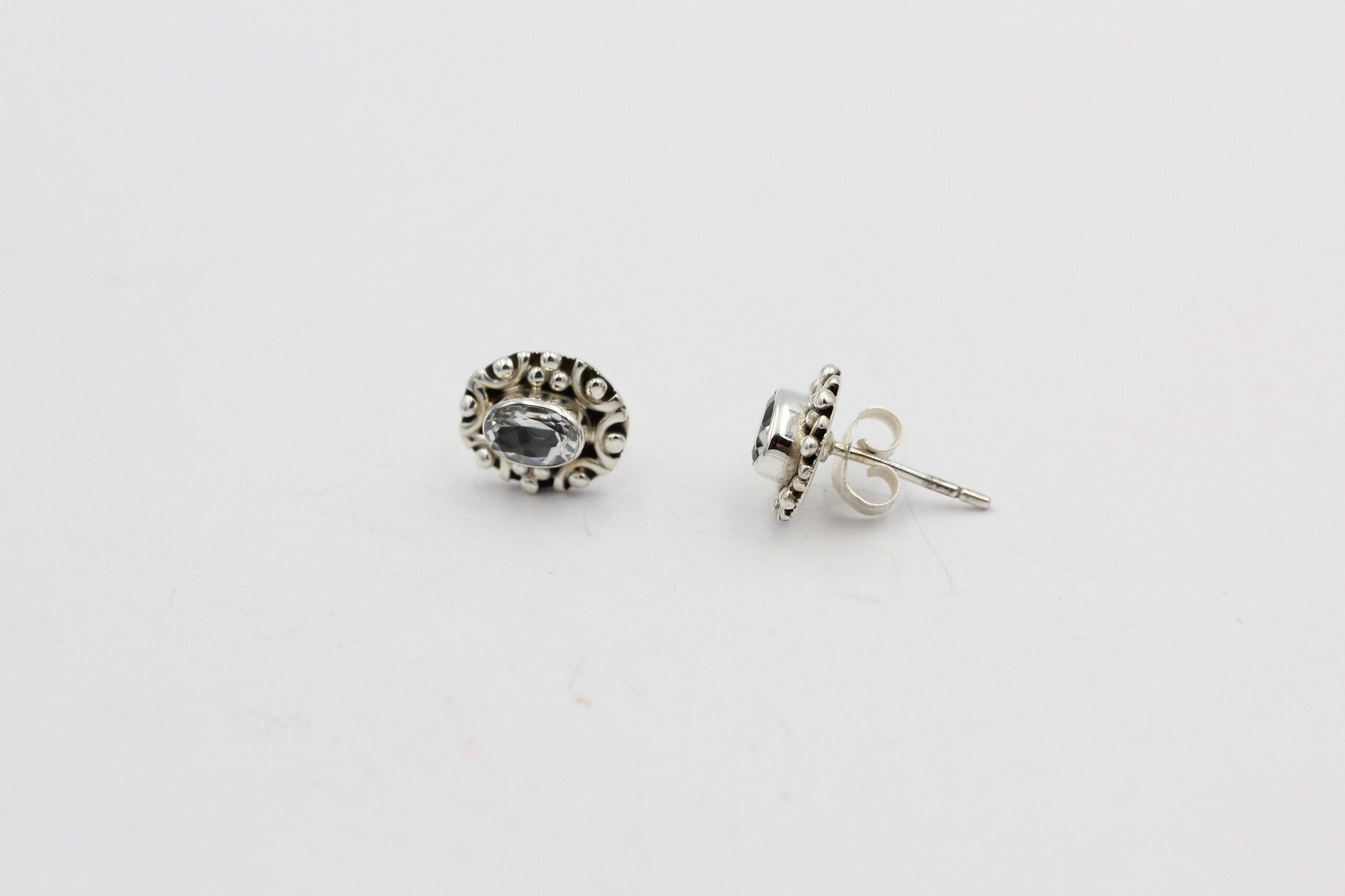 Edle 0,58  Carat Weißtopas Ohrstecker 925 Silber weißer Topas Unisex Schmuck