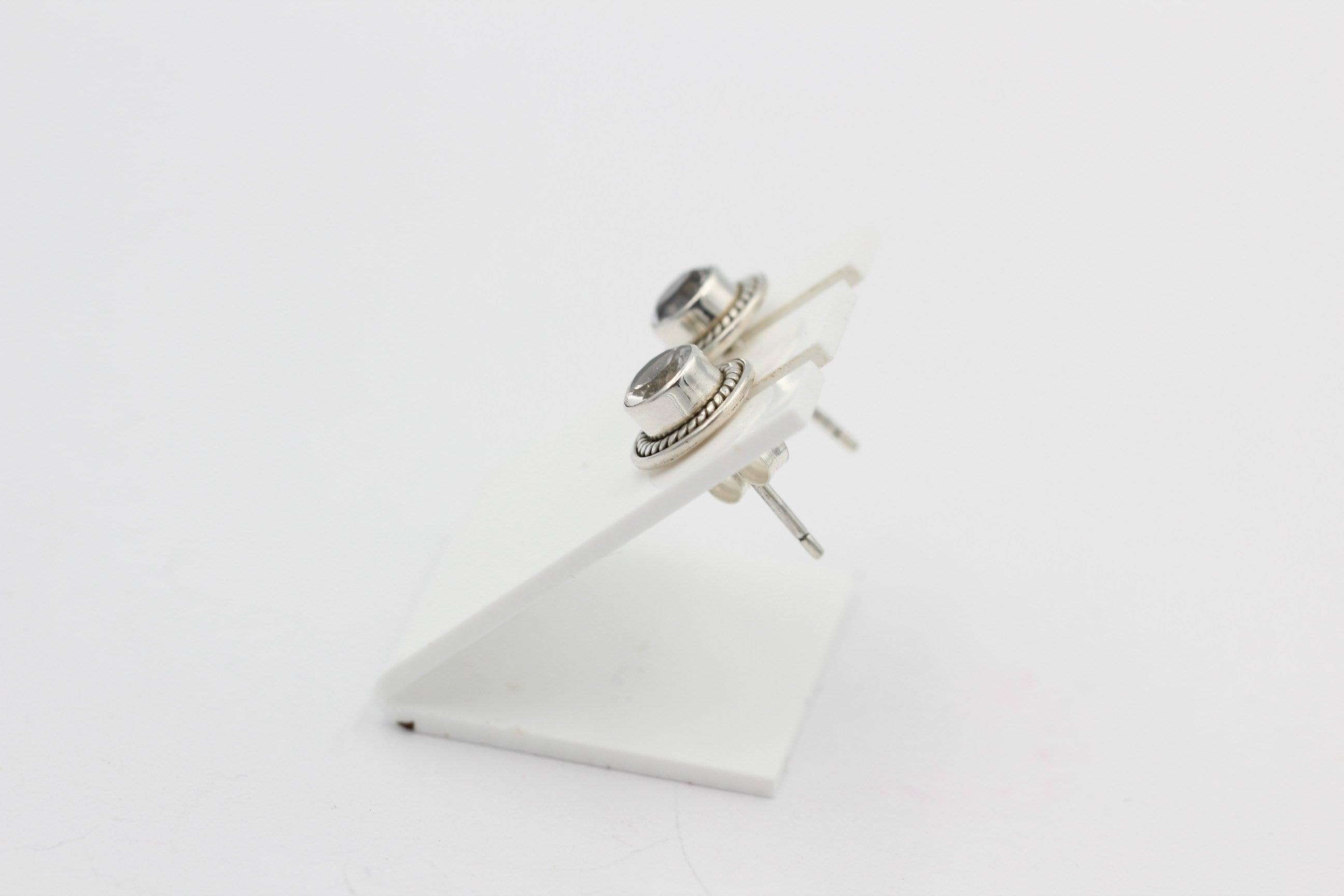 Edle 0,58  Carat Weißtopas Ohrstecker 925 Silber weißer Topas Unisex Schmuck