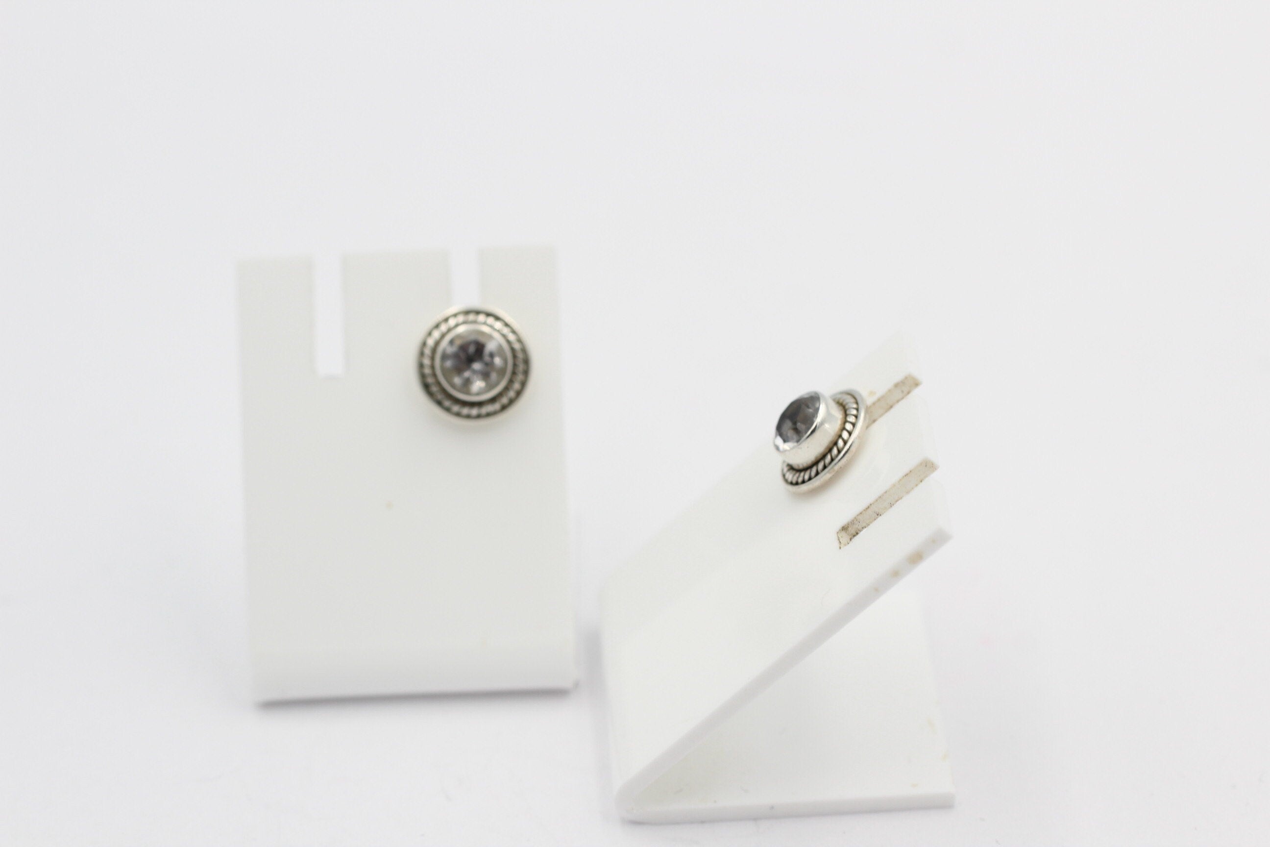 Edle 0,58  Carat Weißtopas Ohrstecker 925 Silber weißer Topas Unisex Schmuck