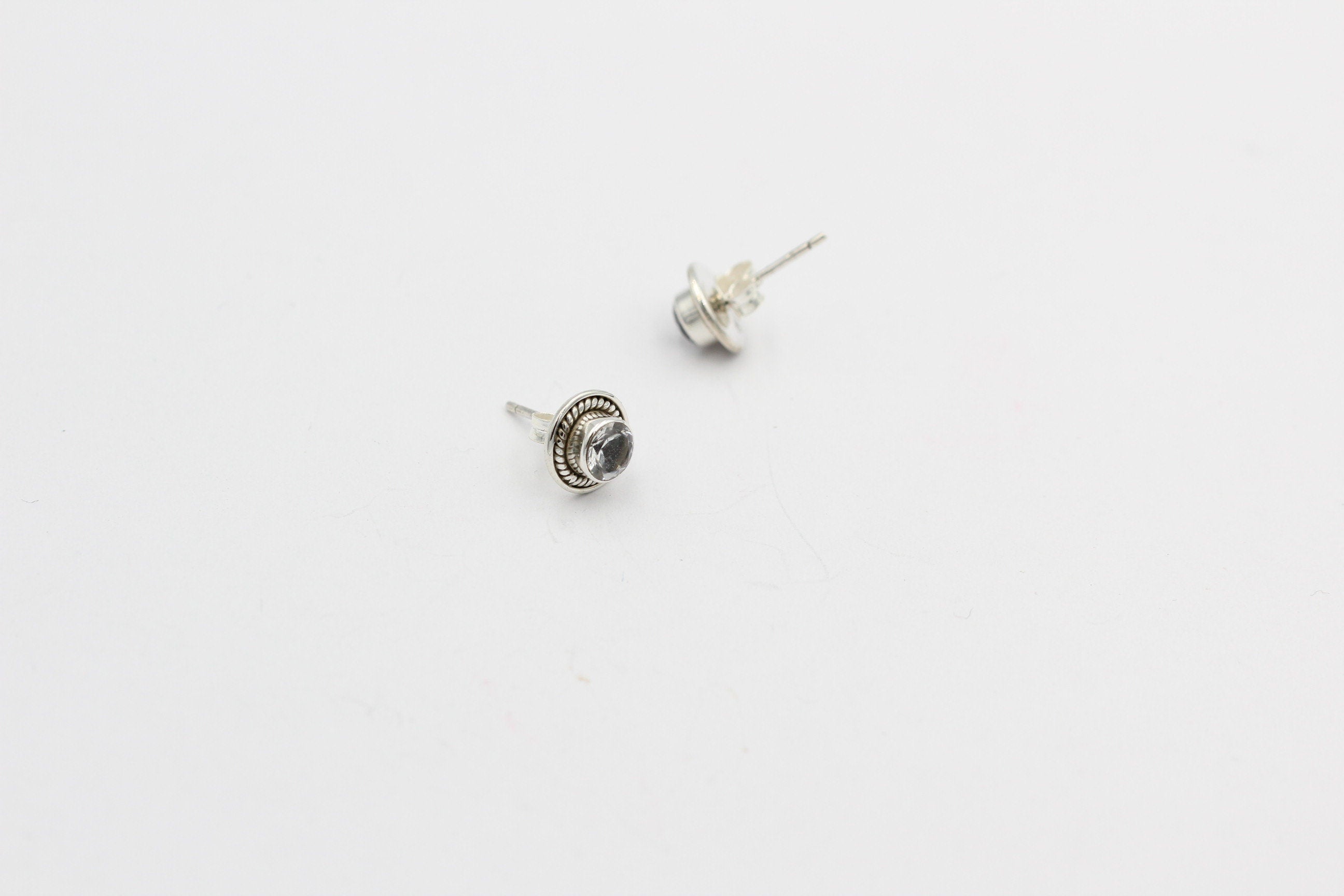 Edle 0,58  Carat Weißtopas Ohrstecker 925 Silber weißer Topas Unisex Schmuck