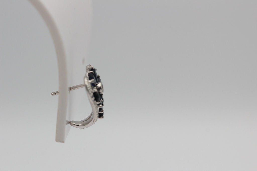 Edle 3,36 Carat Sahpir Ohrstecker 925 Silber blauer Saphir Ohrschmuck