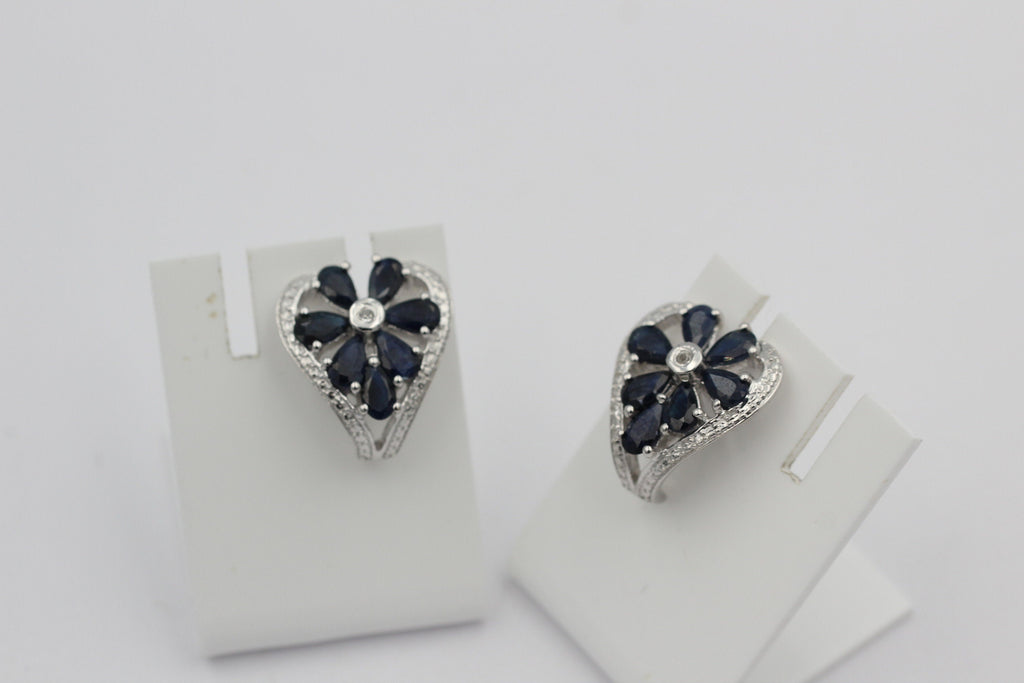 Edle 3,36 Carat Sahpir Ohrstecker 925 Silber blauer Saphir Ohrschmuck