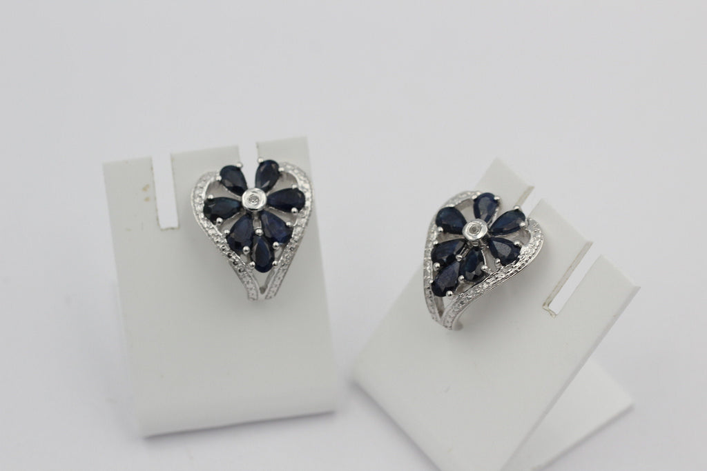 Edle 3,36 Carat Sahpir Ohrstecker 925 Silber blauer Saphir Ohrschmuck