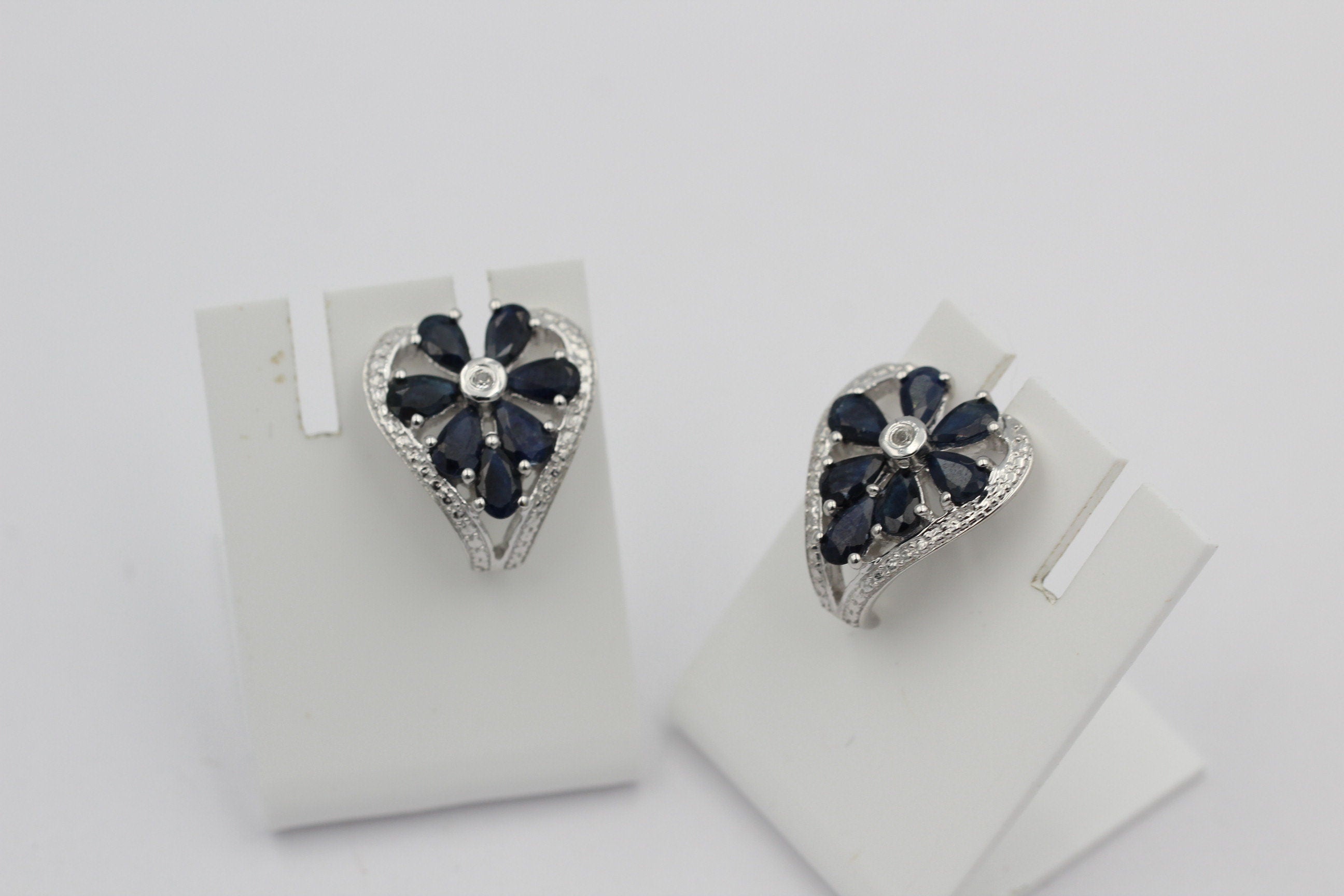 Edle 3,36 Carat Sahpir Ohrstecker 925 Silber blauer Saphir Ohrschmuck