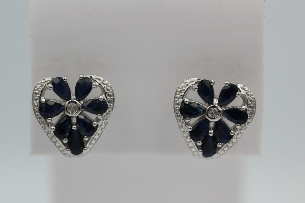 Edle 3,36 Carat Sahpir Ohrstecker 925 Silber blauer Saphir Ohrschmuck