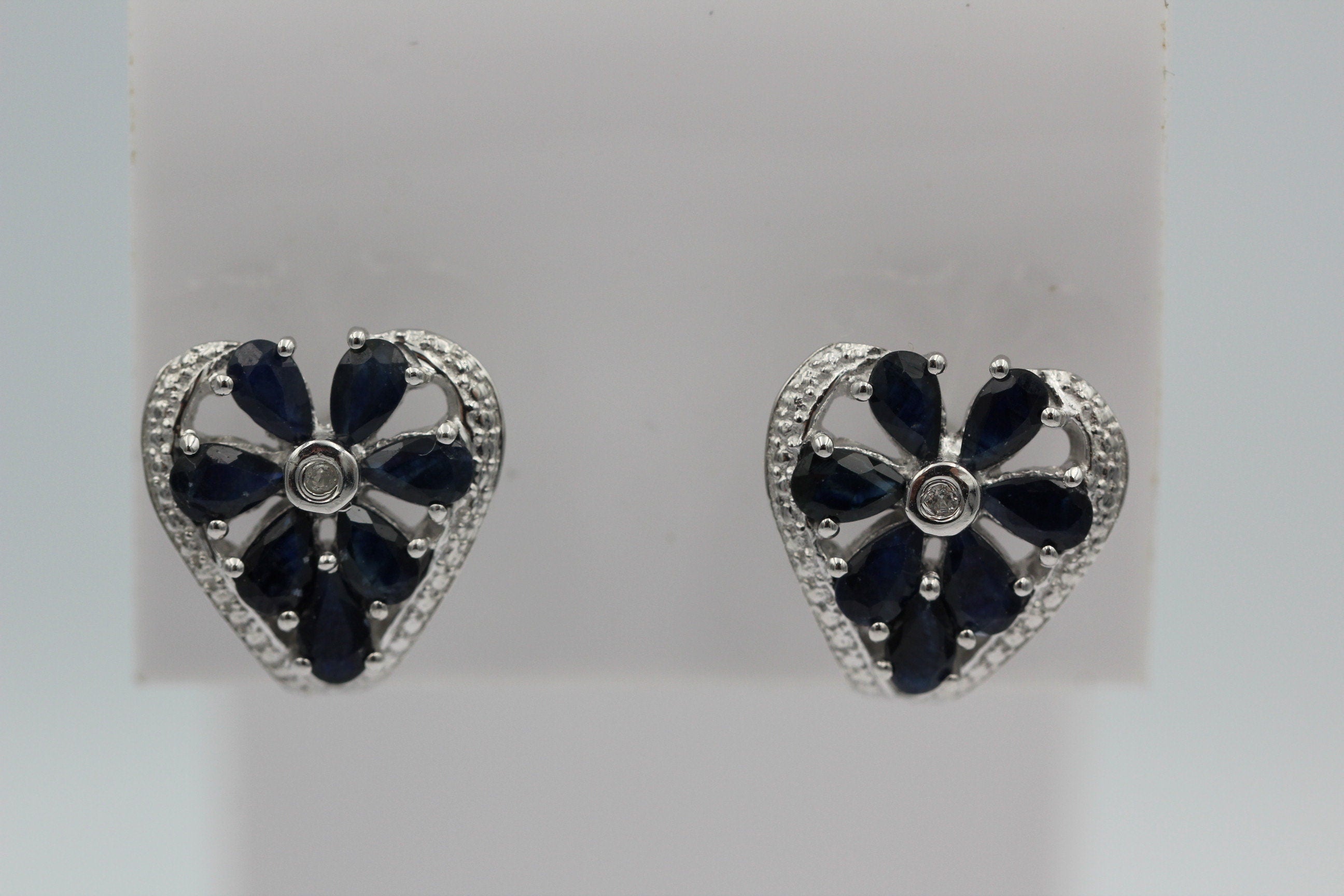 Edle 3,36 Carat Sahpir Ohrstecker 925 Silber blauer Saphir Ohrschmuck