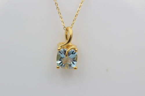 1,5 Carat Blautopas Anhänger 925 Silber  Checker Board sky blue