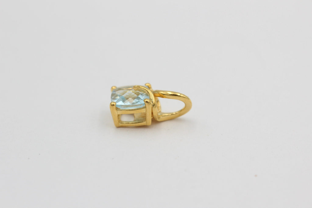 1,5 Carat Blautopas Anhänger 925 Silber  Checker Board sky blue