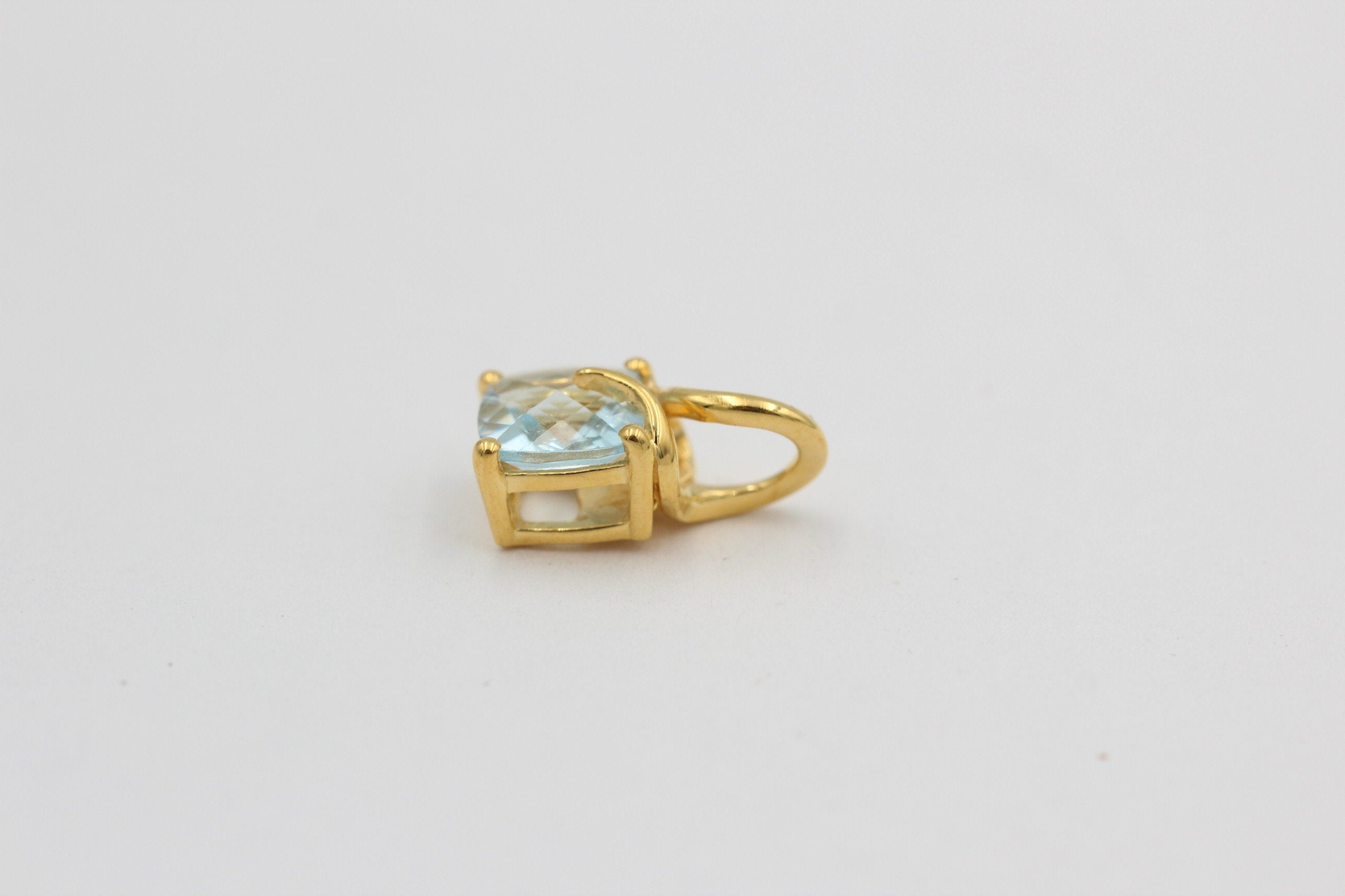 1,5 Carat Blautopas Anhänger 925 Silber  Checker Board sky blue