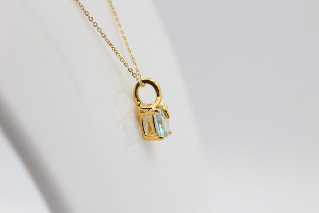1,5 Carat Blautopas Anhänger 925 Silber  Checker Board sky blue