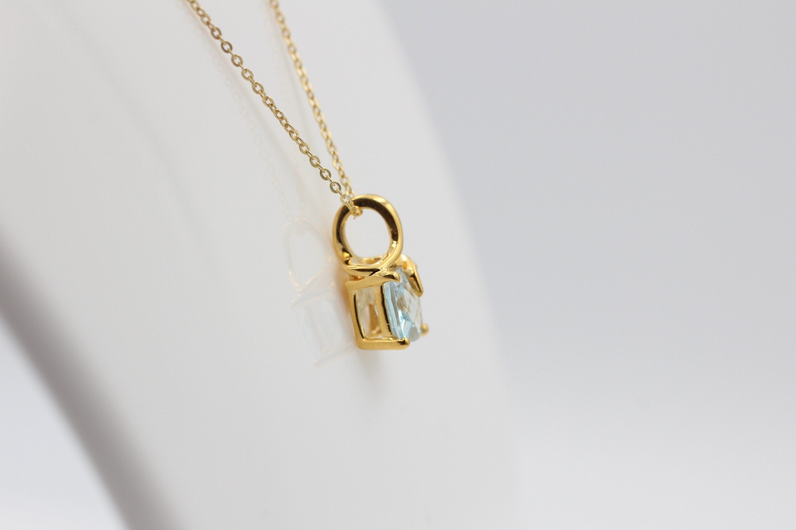 1,5 Carat Blautopas Anhänger 925 Silber  Checker Board sky blue