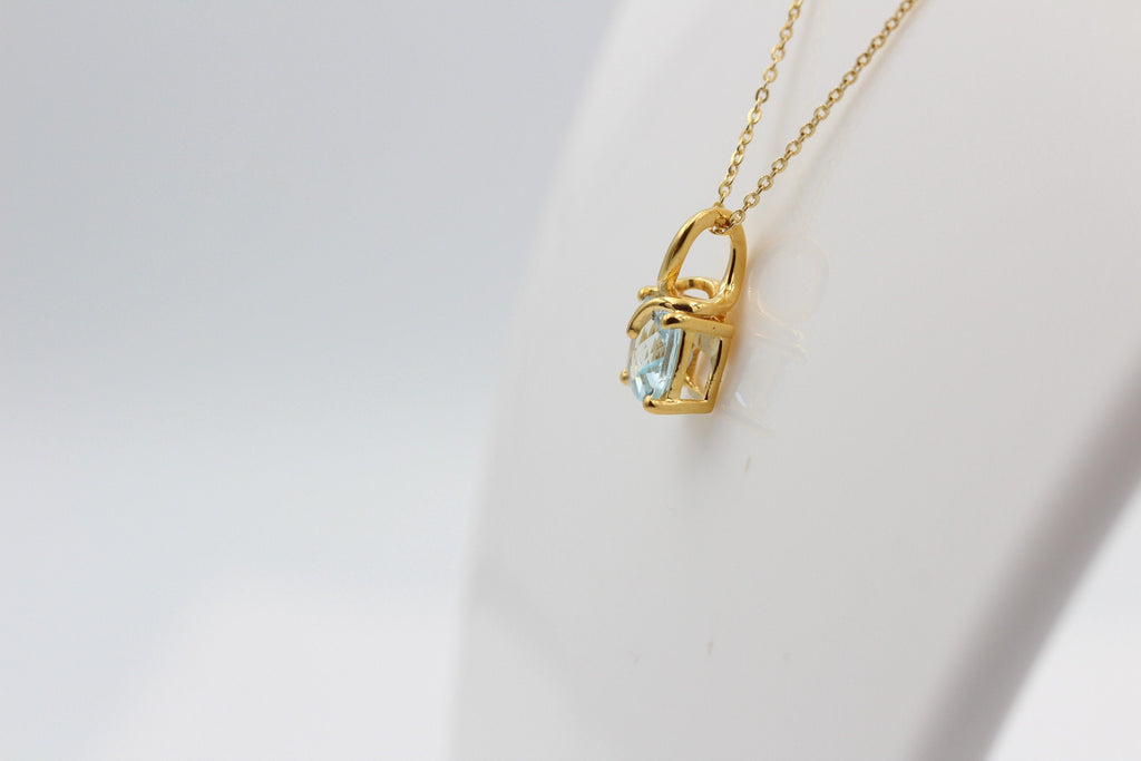 1,5 Carat Blautopas Anhänger 925 Silber  Checker Board sky blue