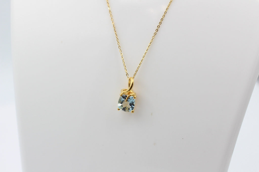 1,5 Carat Blautopas Anhänger 925 Silber  Checker Board sky blue