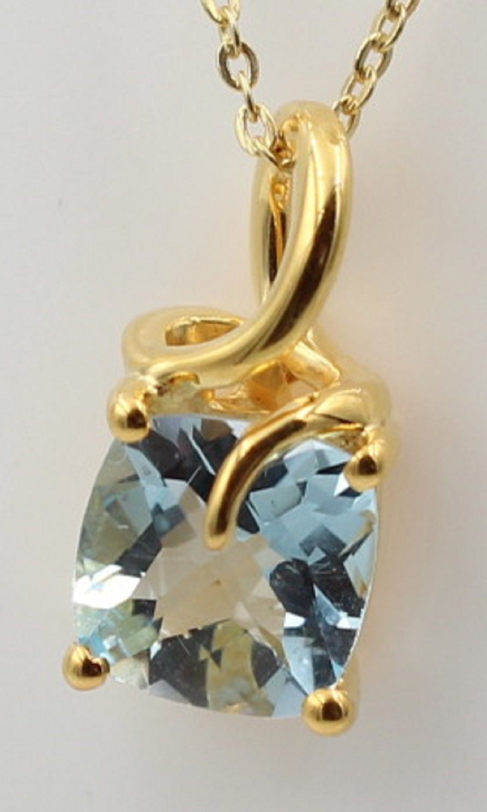 1,5 Carat Blautopas Anhänger 925 Silber  Checker Board sky blue