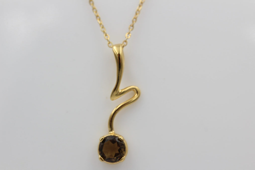 Edler 0,59 Carat Rauchquarz Anhänger 925 Silber  vergoldet Quarz