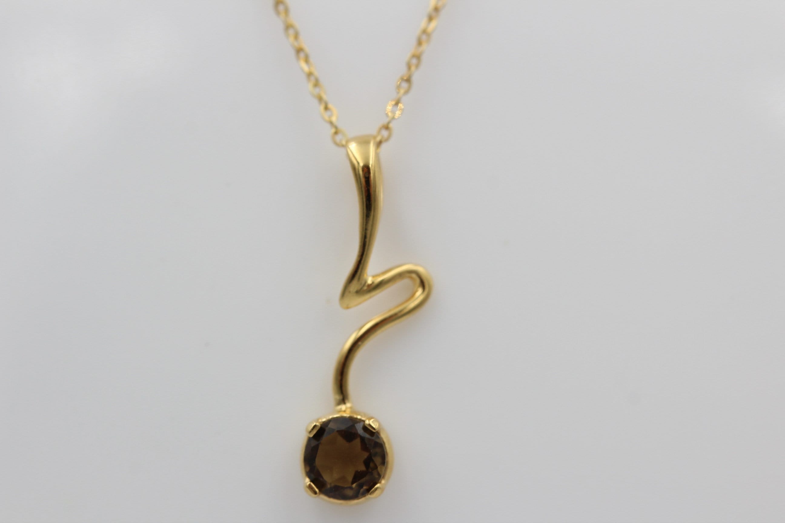 Edler 0,59 Carat Rauchquarz Anhänger 925 Silber  vergoldet Quarz