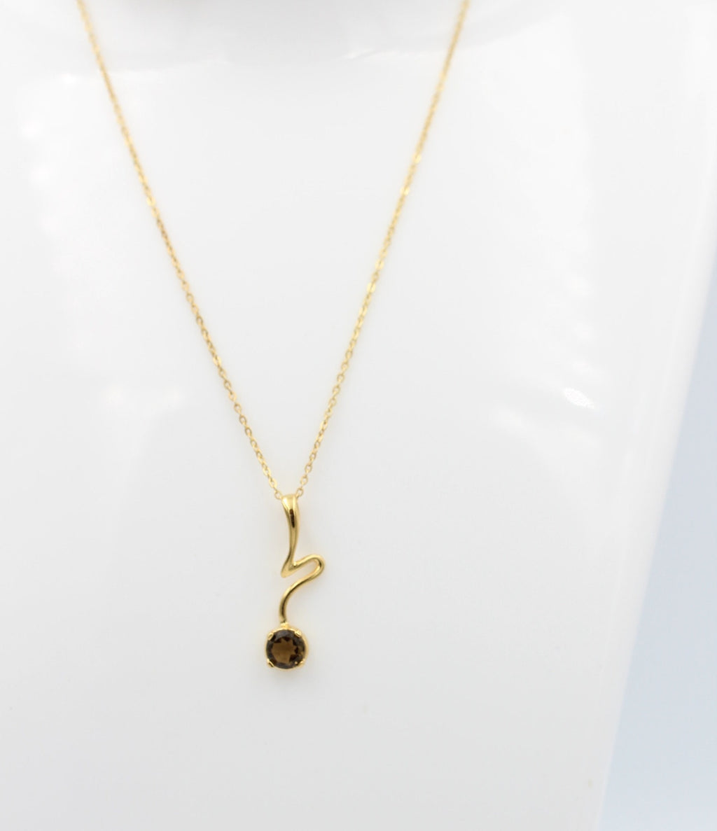 Edler 0,59 Carat Rauchquarz Anhänger 925 Silber  vergoldet Quarz