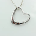 Edler 0,03 Carat roter Diamant Herzanhänger 925 Silber Herz Collier Kette