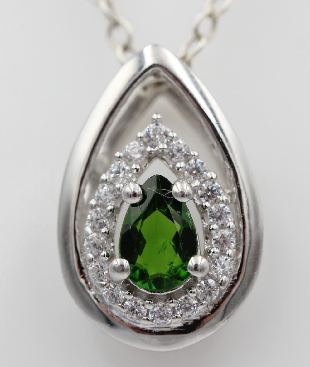 Edler 0,51 Carat Chromdiopsid Anhänger 925 Silber Chrom Diopsid