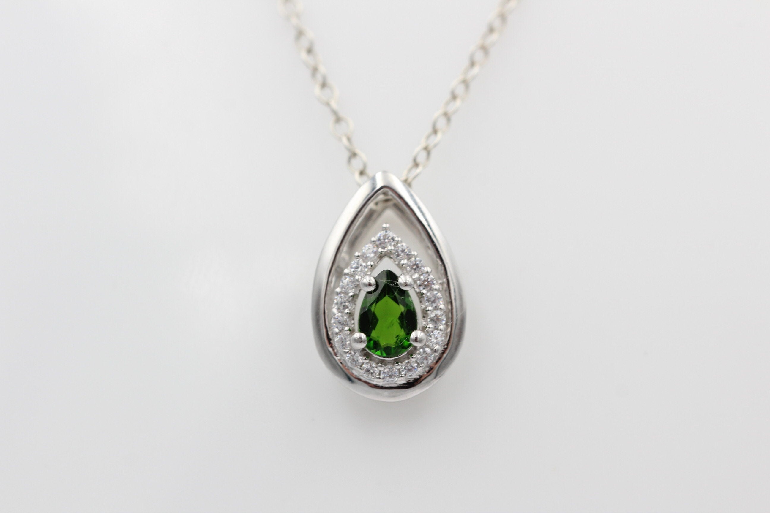Edler 0,51 Carat Chromdiopsid Anhänger 925 Silber Chrom Diopsid