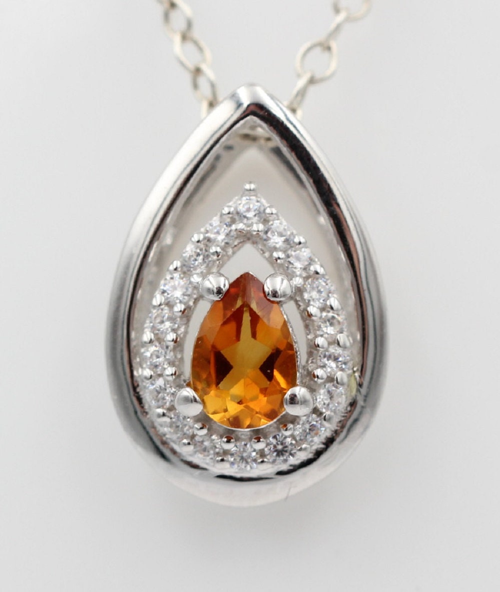 Edler 0,51 Carat Madeira Citrin Anhänger 925 Silber Collier Kette Madeira Top