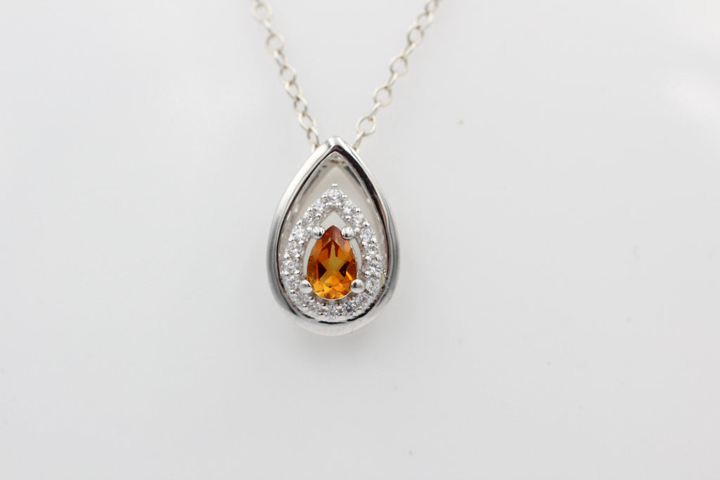 Edler 0,51 Carat Madeira Citrin Anhänger 925 Silber Collier Kette Madeira Top