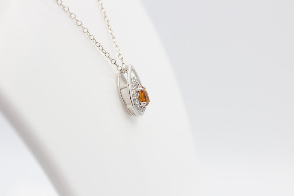Edler 0,51 Carat Madeira Citrin Anhänger 925 Silber Collier Kette Madeira Top