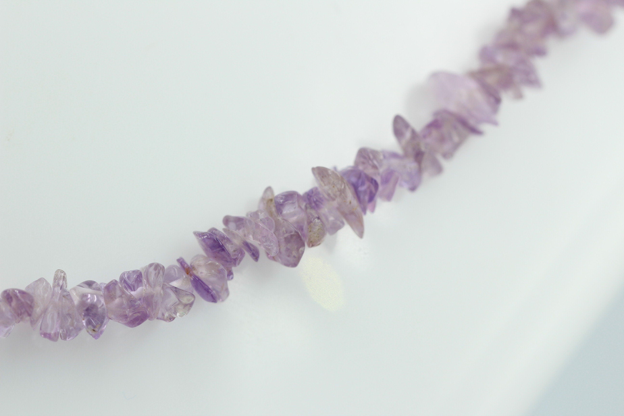 38,5 Carat funkelndes pink Amethyst Collier Splitterkette 925 Silber Verlängerung