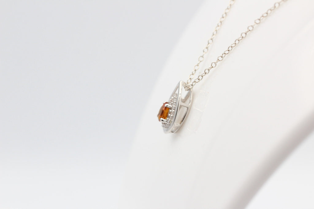 Edler 0,51 Carat Madeira Citrin Anhänger 925 Silber Collier Kette Madeira Top