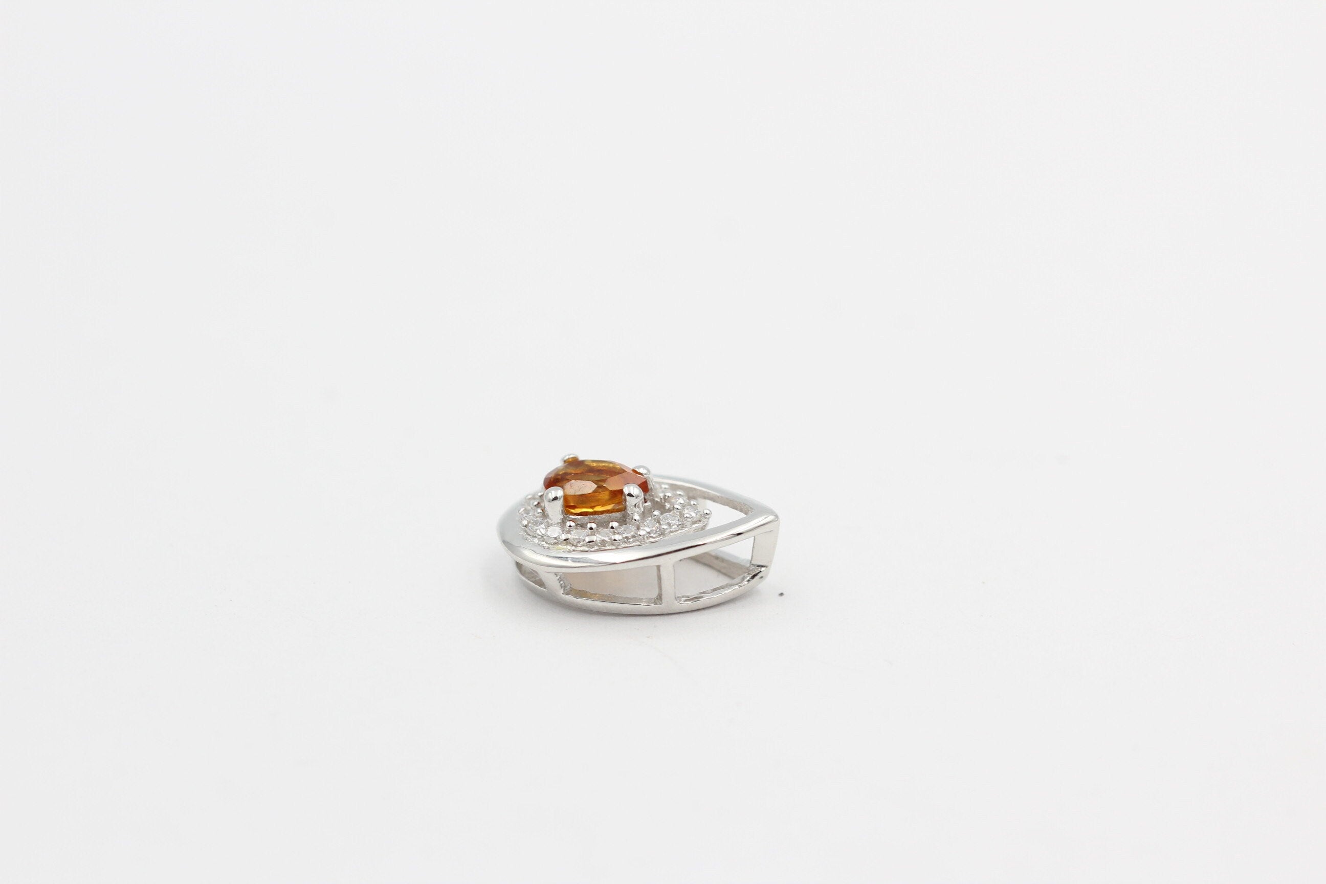 Edler 0,51 Carat Madeira Citrin Anhänger 925 Silber Collier Kette Madeira Top