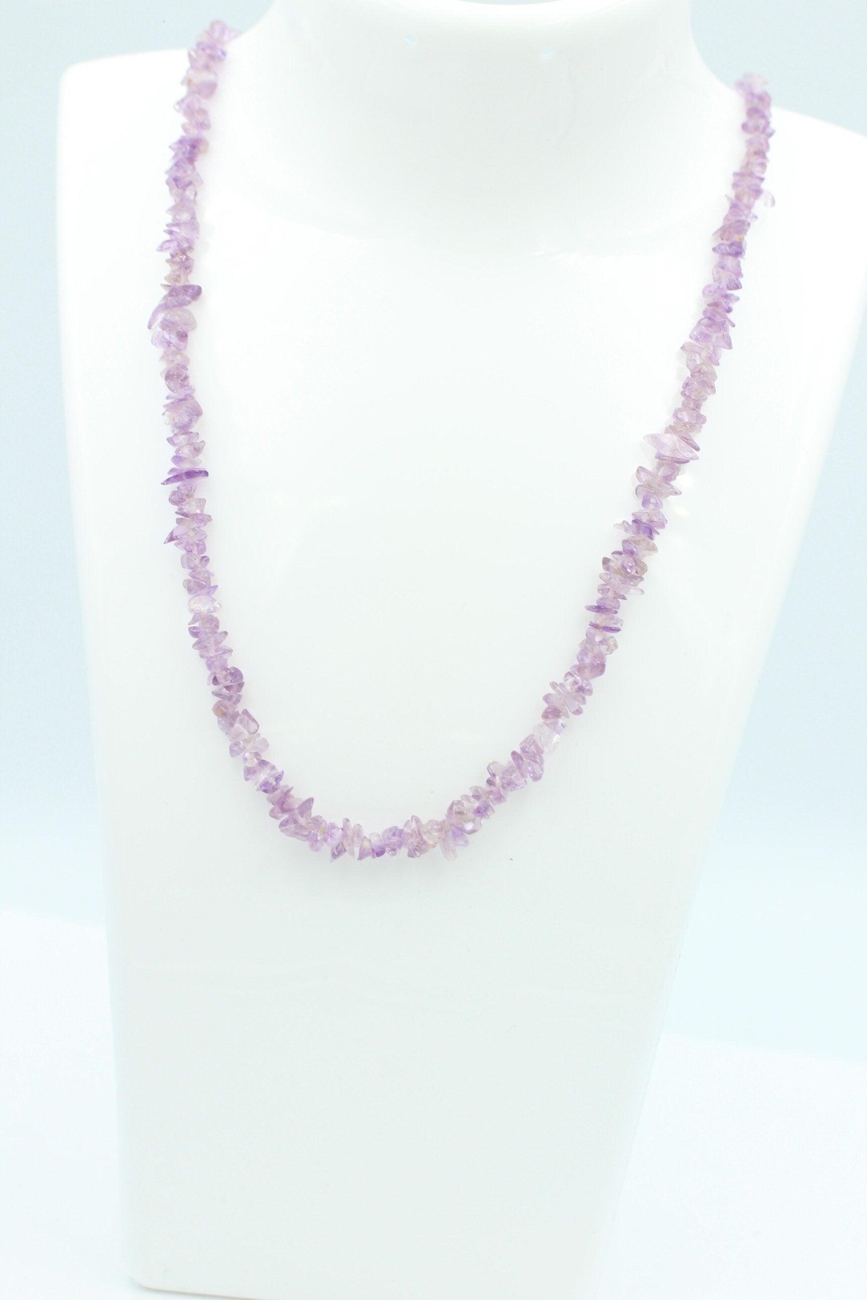 38,5 Carat funkelndes pink Amethyst Collier Splitterkette 925 Silber Verlängerung