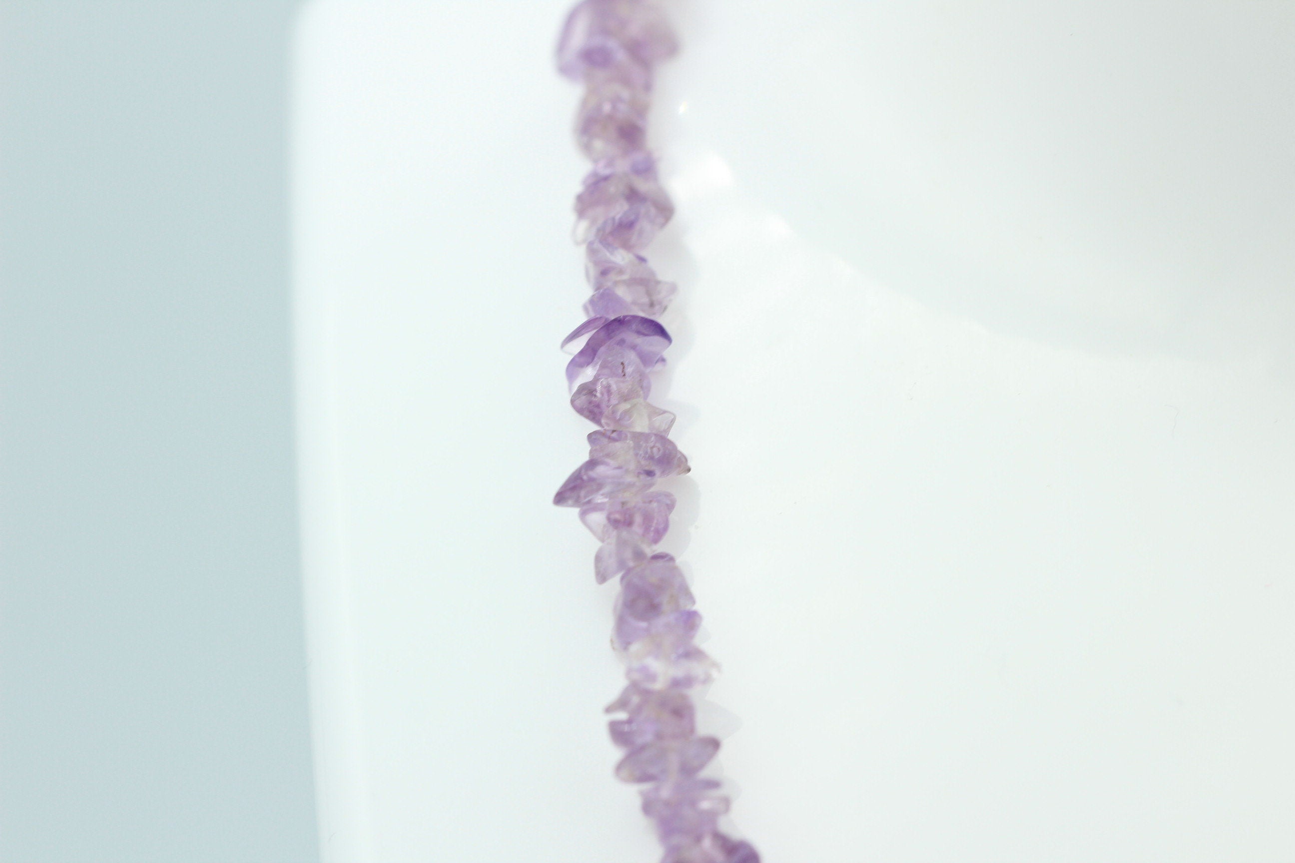 38,5 Carat funkelndes pink Amethyst Collier Splitterkette 925 Silber Verlängerung