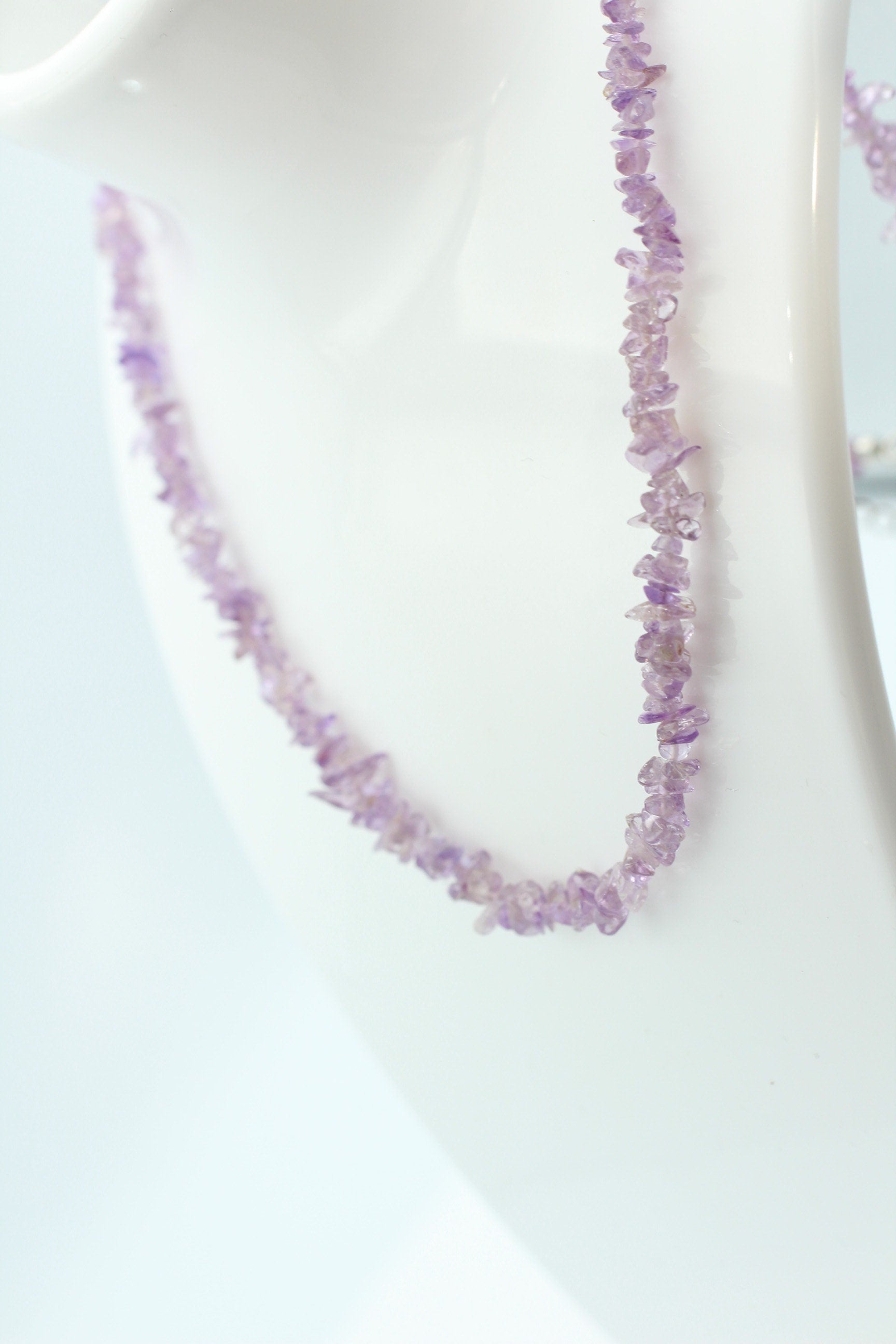 38,5 Carat funkelndes pink Amethyst Collier Splitterkette 925 Silber Verlängerung