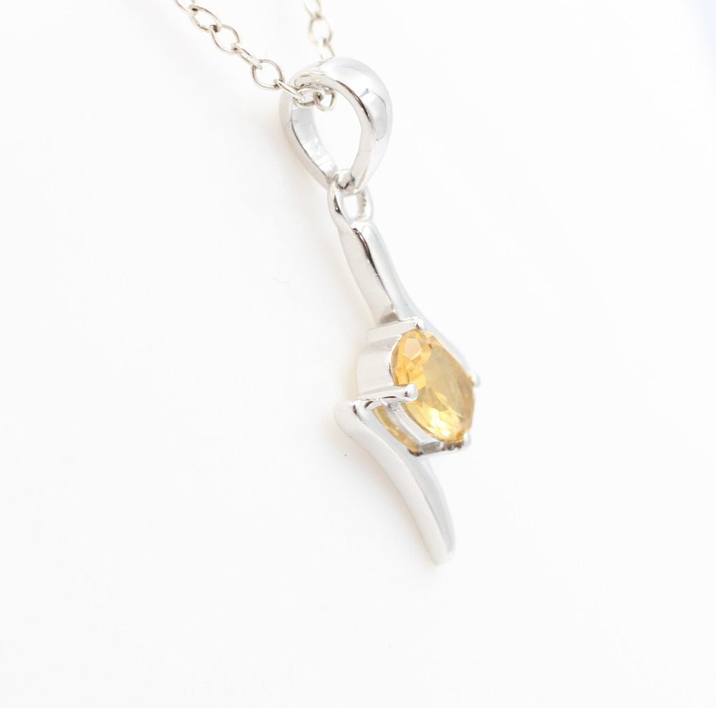 0,72 Carat Citrin Anhänger 925 Silber   hellgelber Edelstein Top