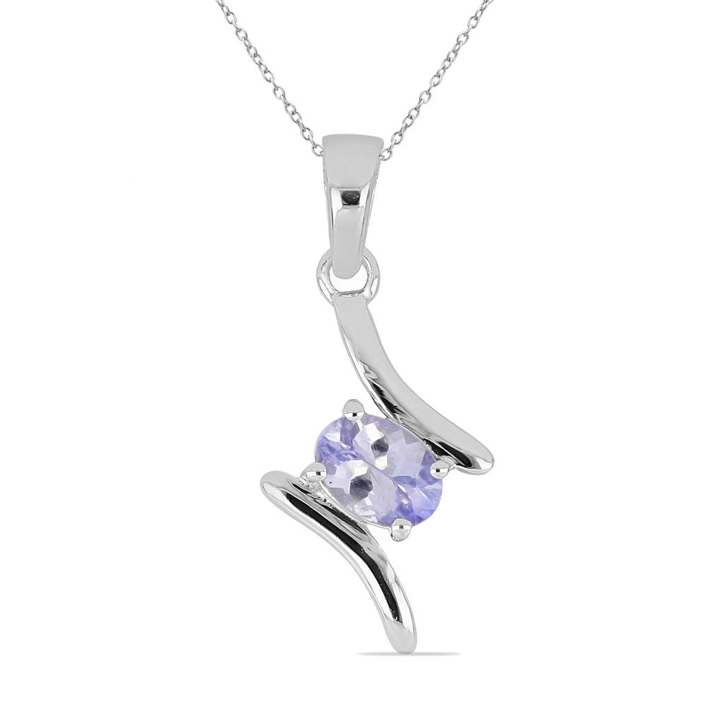 0,72 Carat Tansanit Anhänger 925 Silber Collier Kette Tansanit aus Afrika