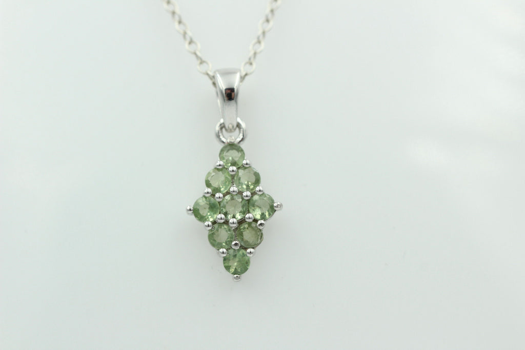 1,68 Carat güner Saphir Anhänger 925 Silber Collier Kette Saphiranhänger Top