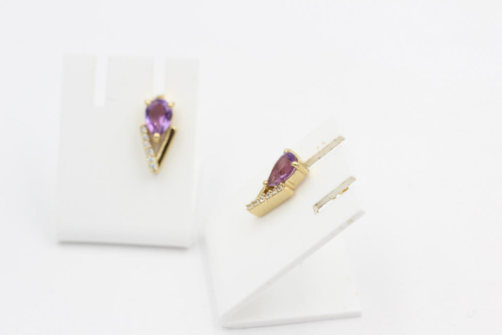 1,44 Carat brasilianischer Amethyst Design Ohrstecker 925 Silber vergoldet Top
