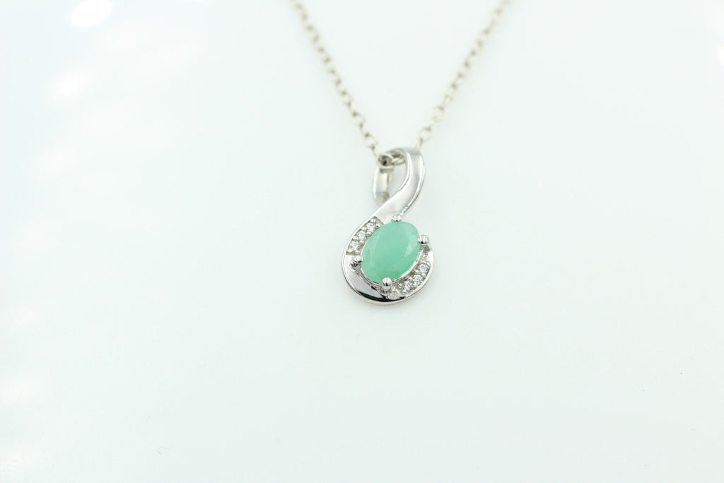 1,12 Carat Smaragd Anhänger 925 Silber  mit Zirkonia top Edel