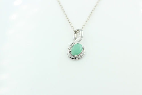 1,12 Carat Smaragd Anhänger 925 Silber  mit Zirkonia top Edel