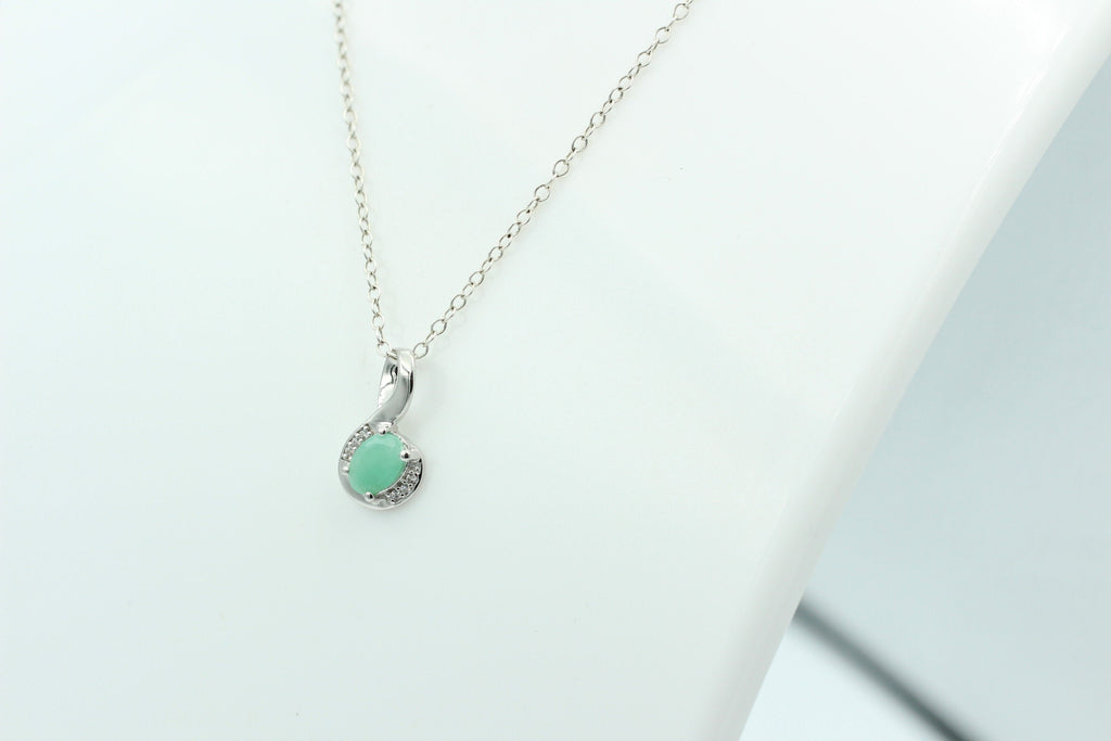 1,12 Carat Smaragd Anhänger 925 Silber  mit Zirkonia top Edel
