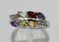 Edler 0,95 Carat Multi Edelstein Ring 925 Silber Größe 7 / 17 / 54 Edelsteinring
