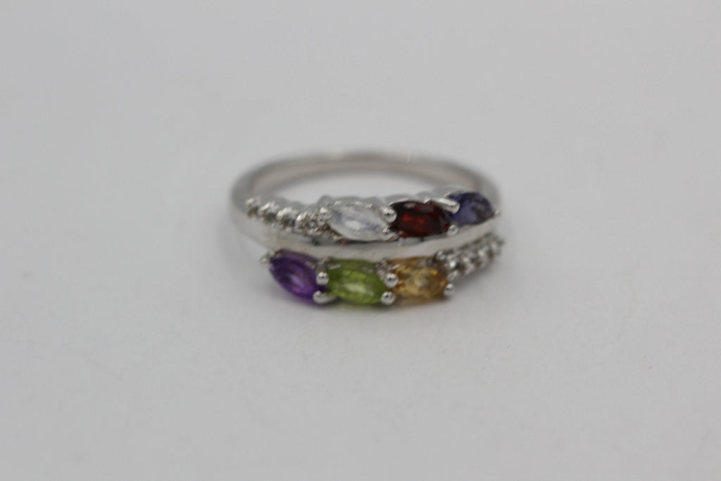 Edler 0,95 Carat Multi Edelstein Ring 925 Silber Größe 7 / 17 / 54 Edelsteinring