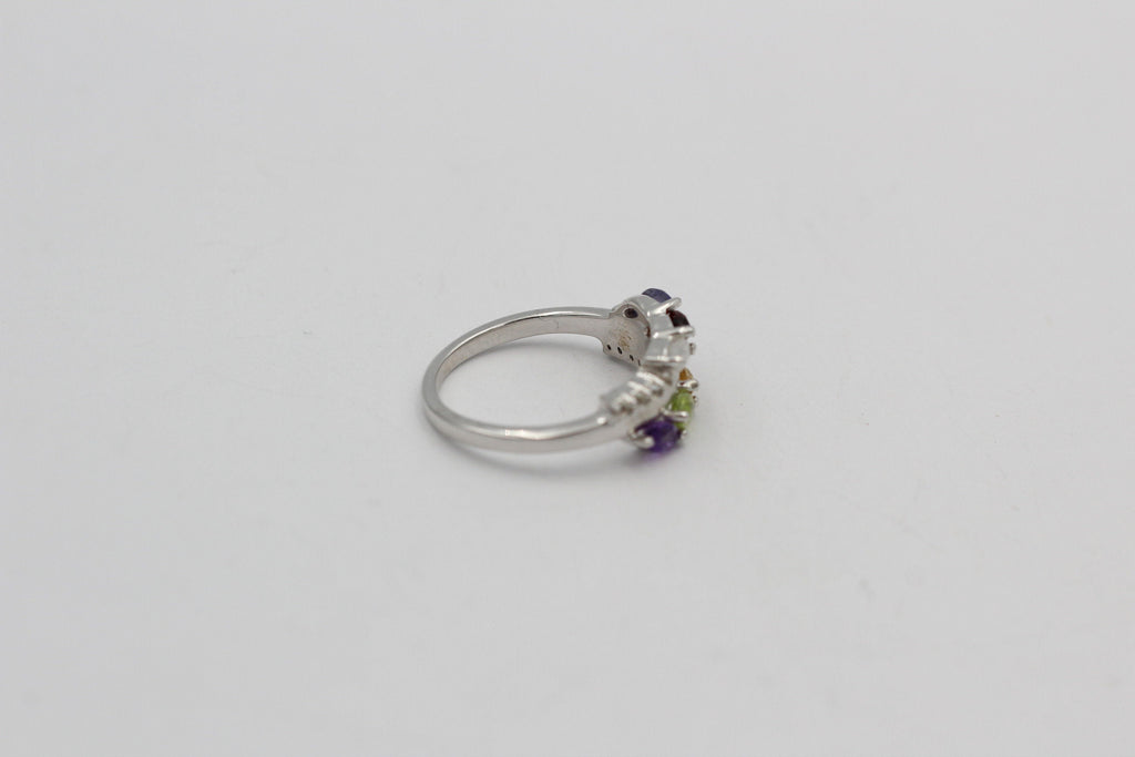 Edler 0,95 Carat Multi Edelstein Ring 925 Silber Größe 7 / 17 / 54 Edelsteinring