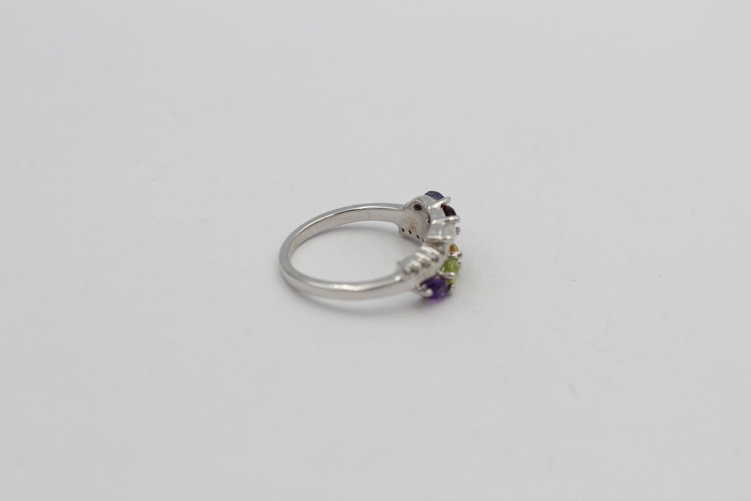 Edler 0,95 Carat Multi Edelstein Ring 925 Silber Größe 7 / 17 / 54 Edelsteinring