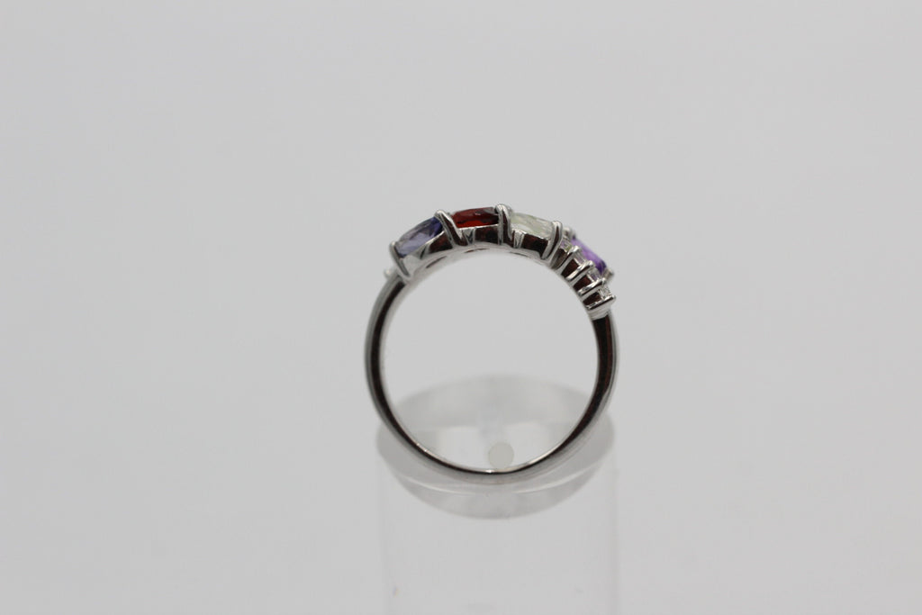 Edler 0,95 Carat Multi Edelstein Ring 925 Silber Größe 7 / 17 / 54 Edelsteinring