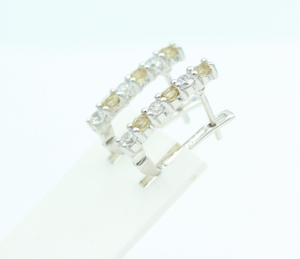 Edle 1,1 Carat Honigquarz Ohrschmuck 925 Silber Honigquarz mit Zirkonia