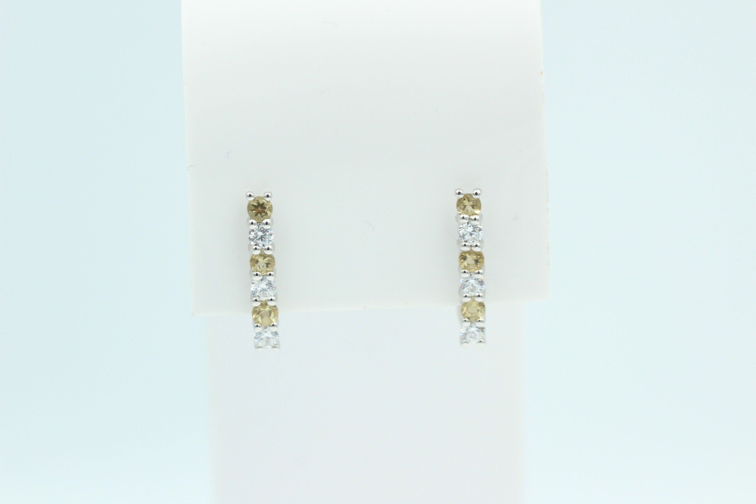 Edle 1,1 Carat Honigquarz Ohrschmuck 925 Silber Honigquarz mit Zirkonia