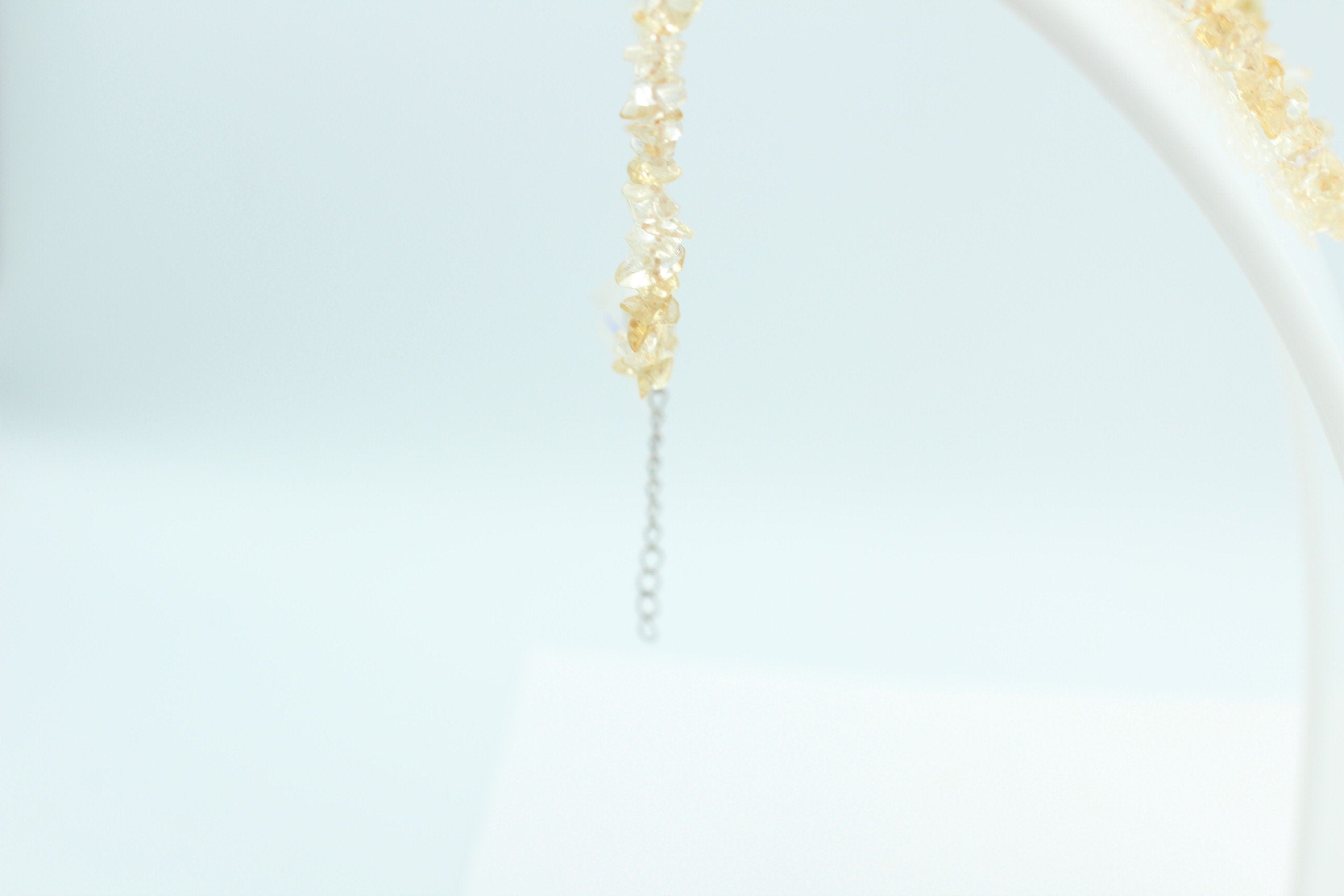 38,5 Carat Citrin  Collier Splitterkette 925 Silber mit Verlängerung Edelstein