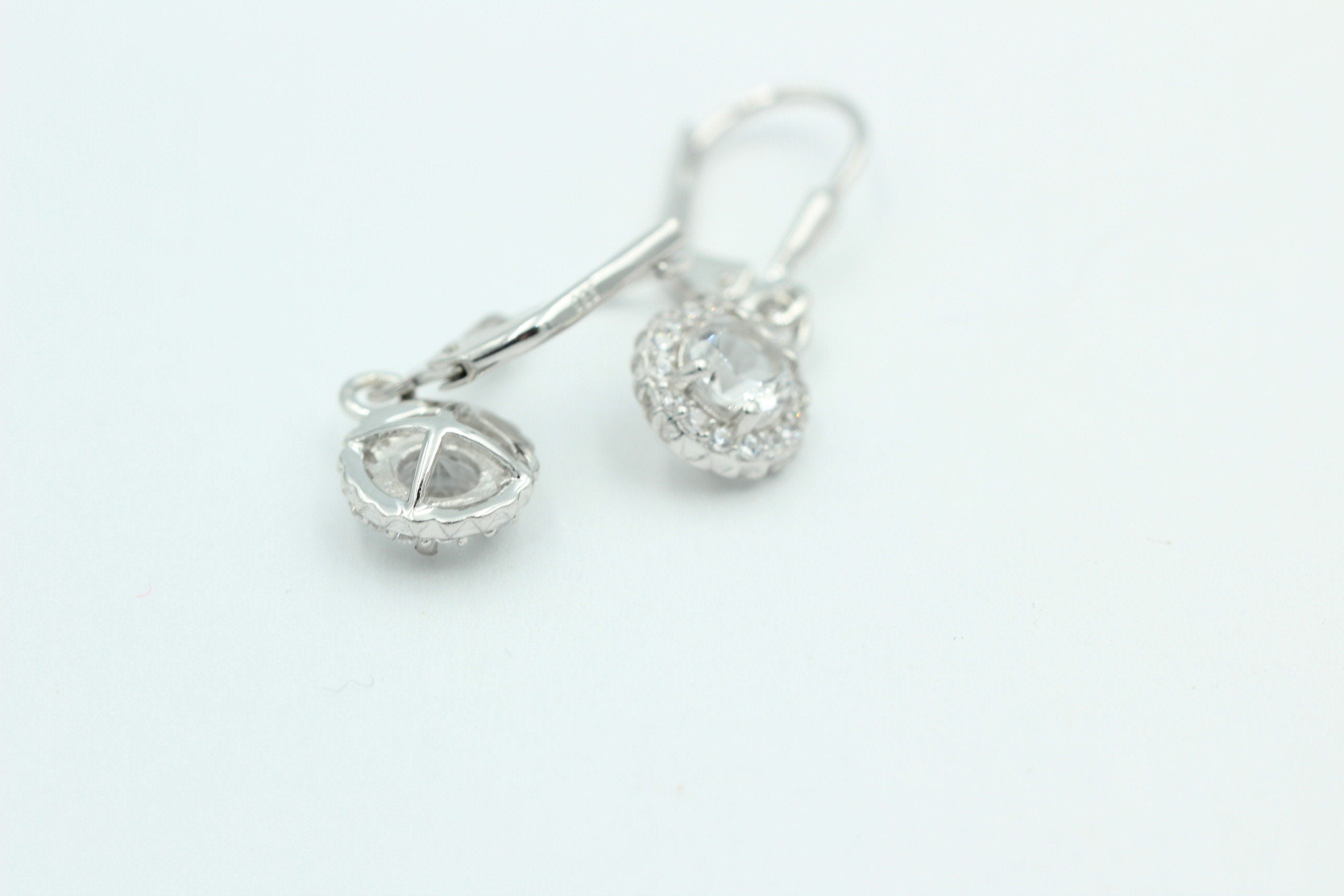 1,2 Carat Bergkristall Brisur 925 Silber Ohrhänger Ohrstecker mit Zirkonia Top