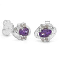 Edle 0,63 Carat Amethyst Diamant Ohrstecker 925 Silber, Ohrring Modern